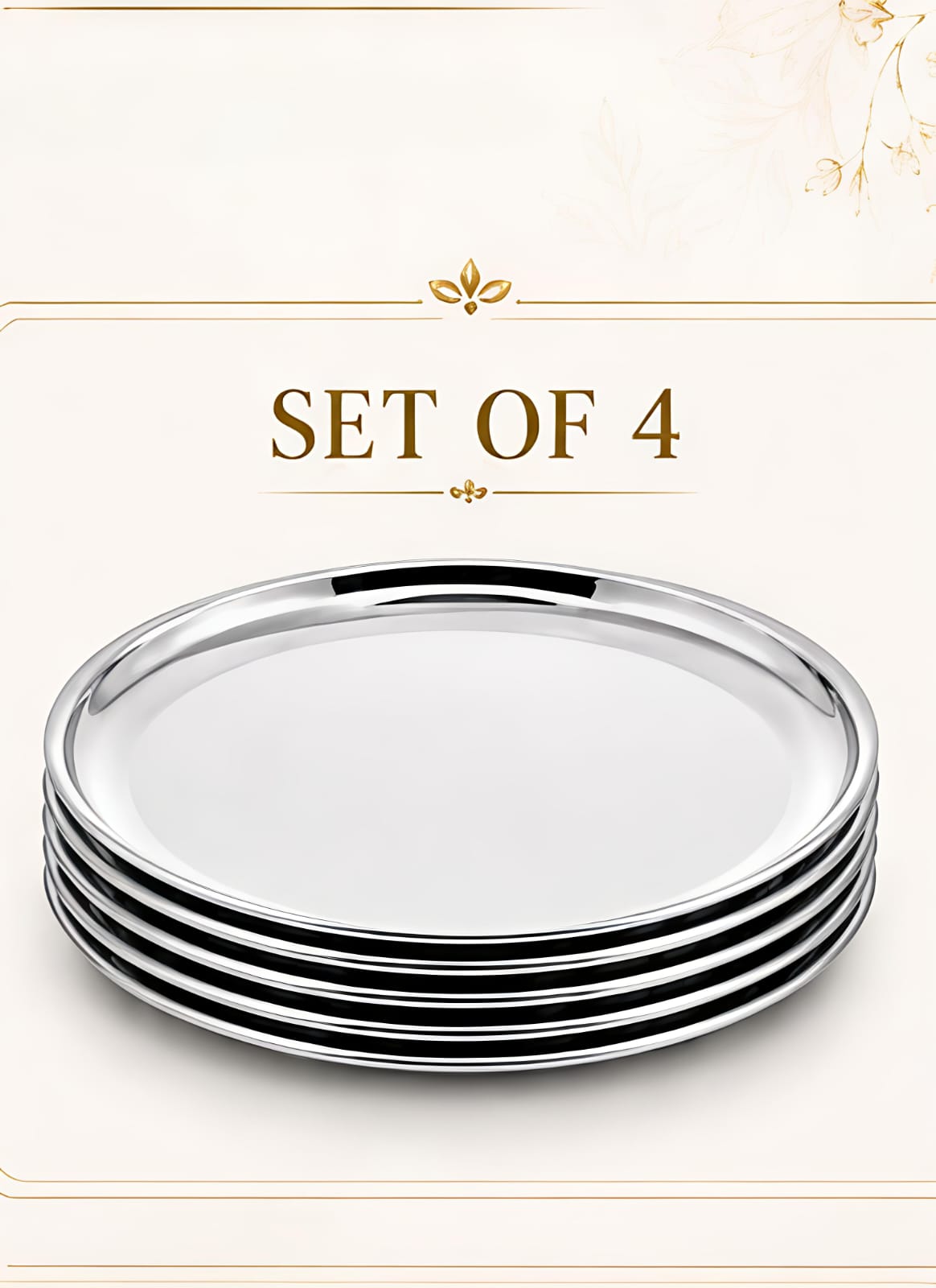 Stainless Steel Plates Set - Heavy Gauge Steel Lunch/Dinner Plates