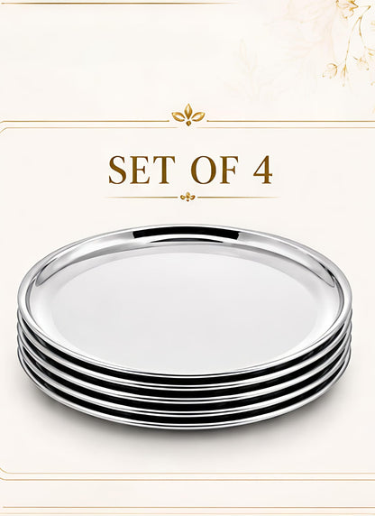 Stainless Steel Plates Set - Heavy Gauge Steel Lunch/Dinner Plates