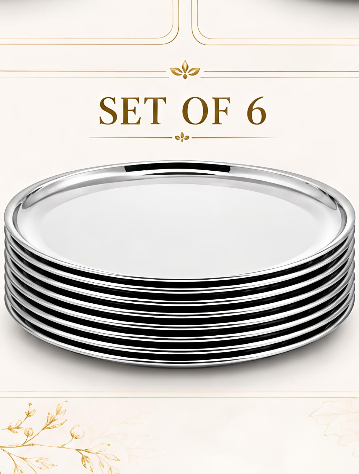 Stainless Steel Plates Set - Heavy Gauge Steel Lunch/Dinner Plates