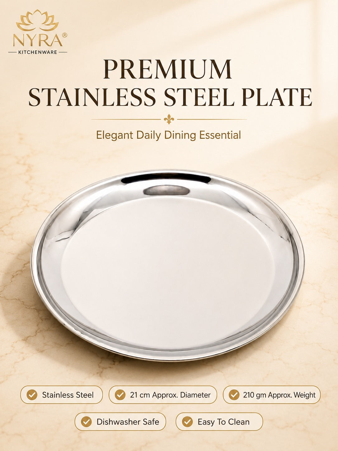 Stainless Steel Plates Set - Heavy Gauge Quarter Plates