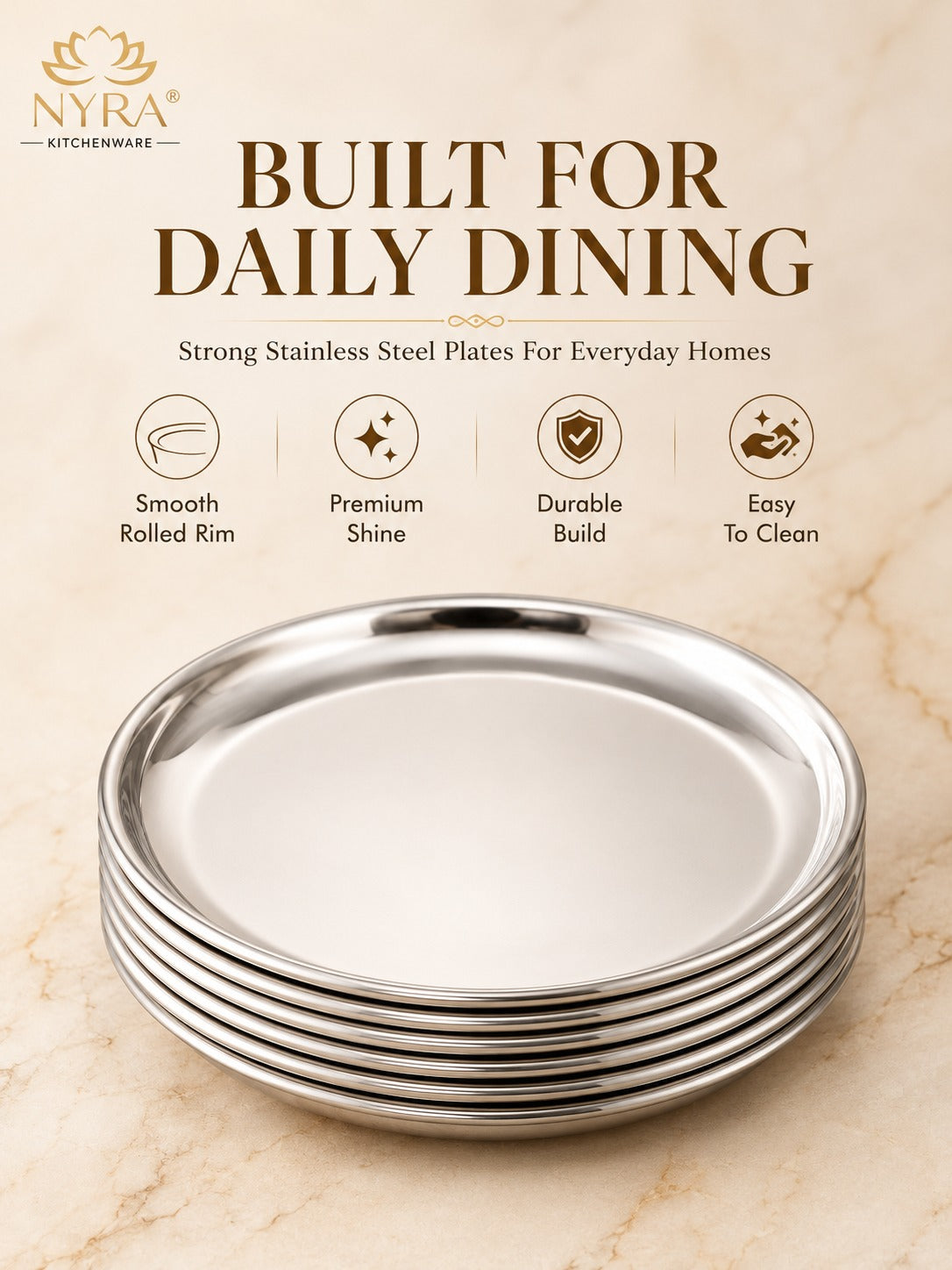 Stainless Steel Plates Set - Heavy Gauge Quarter Plates