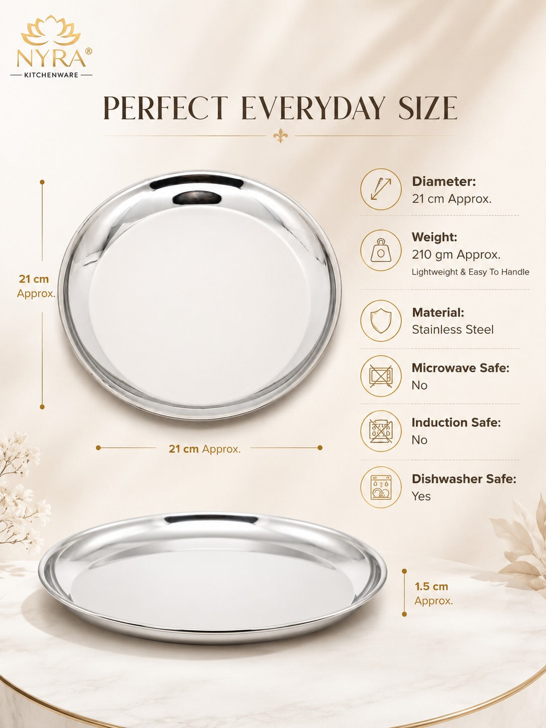 Stainless Steel Plates Set - Heavy Gauge Quarter Plates