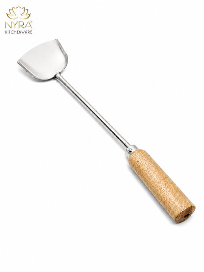 Stainless Steel Chinese Spatula/Palta – Durable Kitchen Tool with Ergonomic Wooden Handle