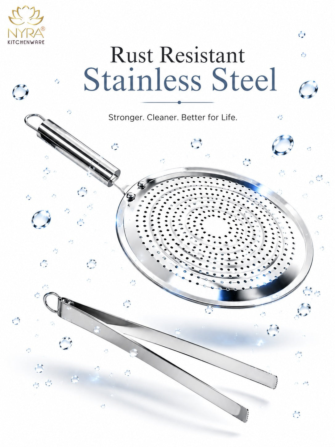 Stainless Steel Roaster and Steel Tong Combo - Kitchen Essential