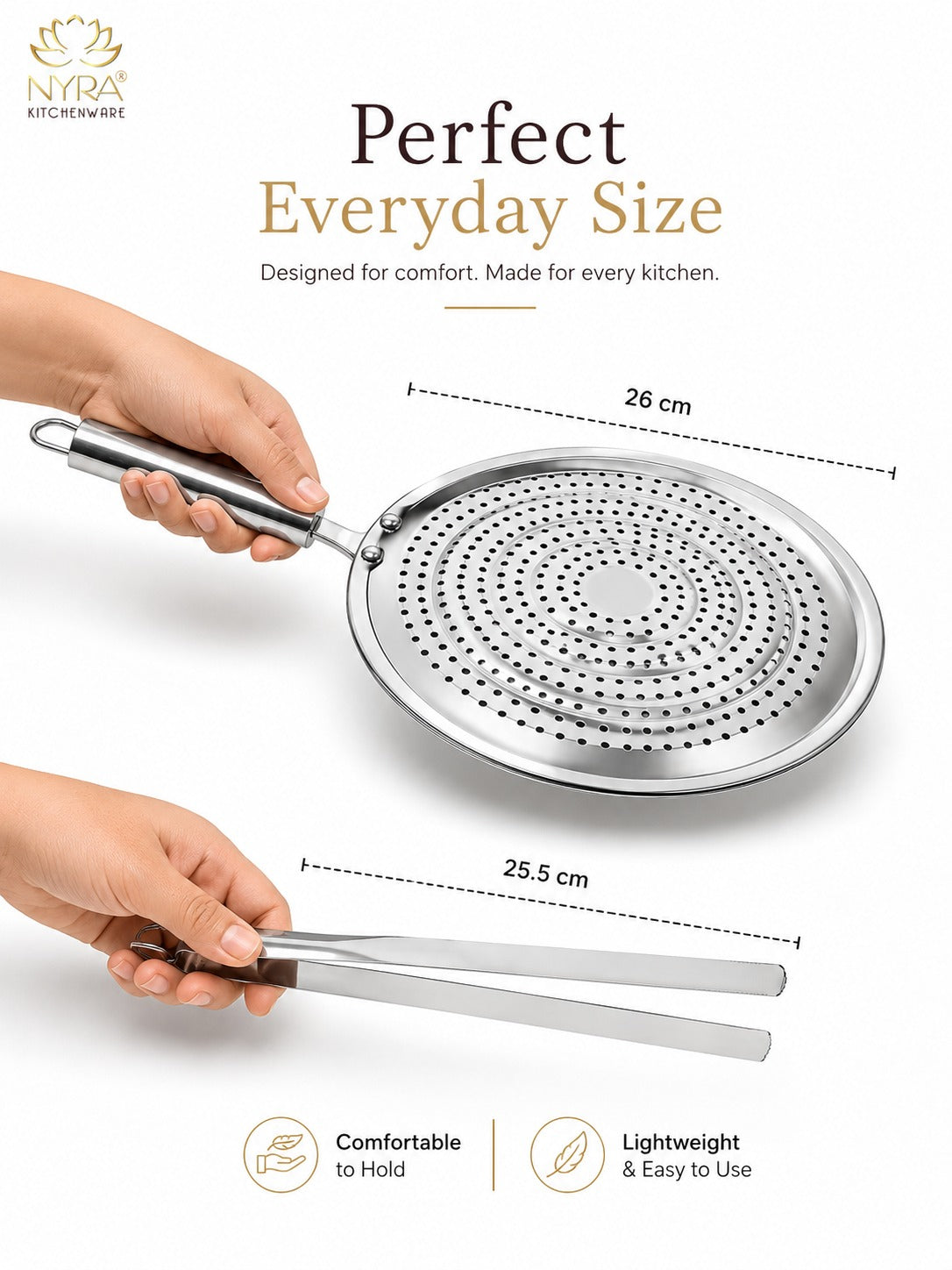 Stainless Steel Roaster and Steel Tong Combo - Kitchen Essential