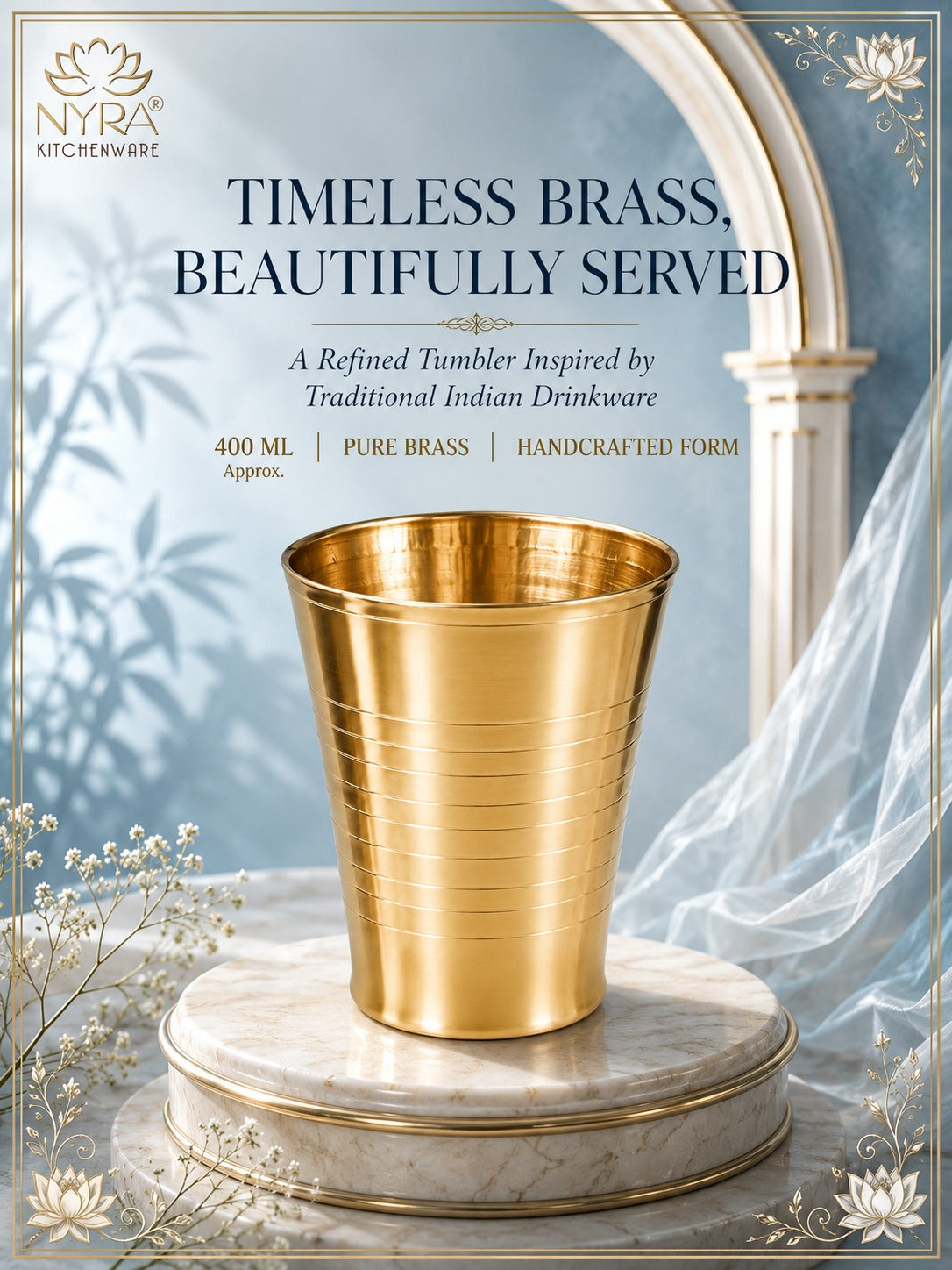 Brass Water Glass (Pital Tumbler) | Handcrafted for Ayurvedic Benefits