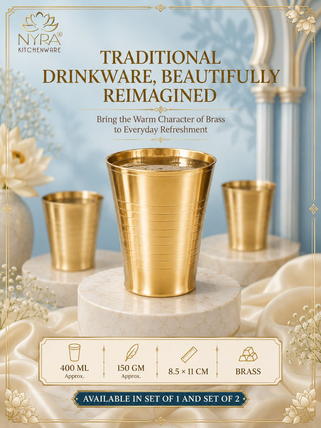 Brass Water Glass (Pital Tumbler) | Handcrafted for Ayurvedic Benefits