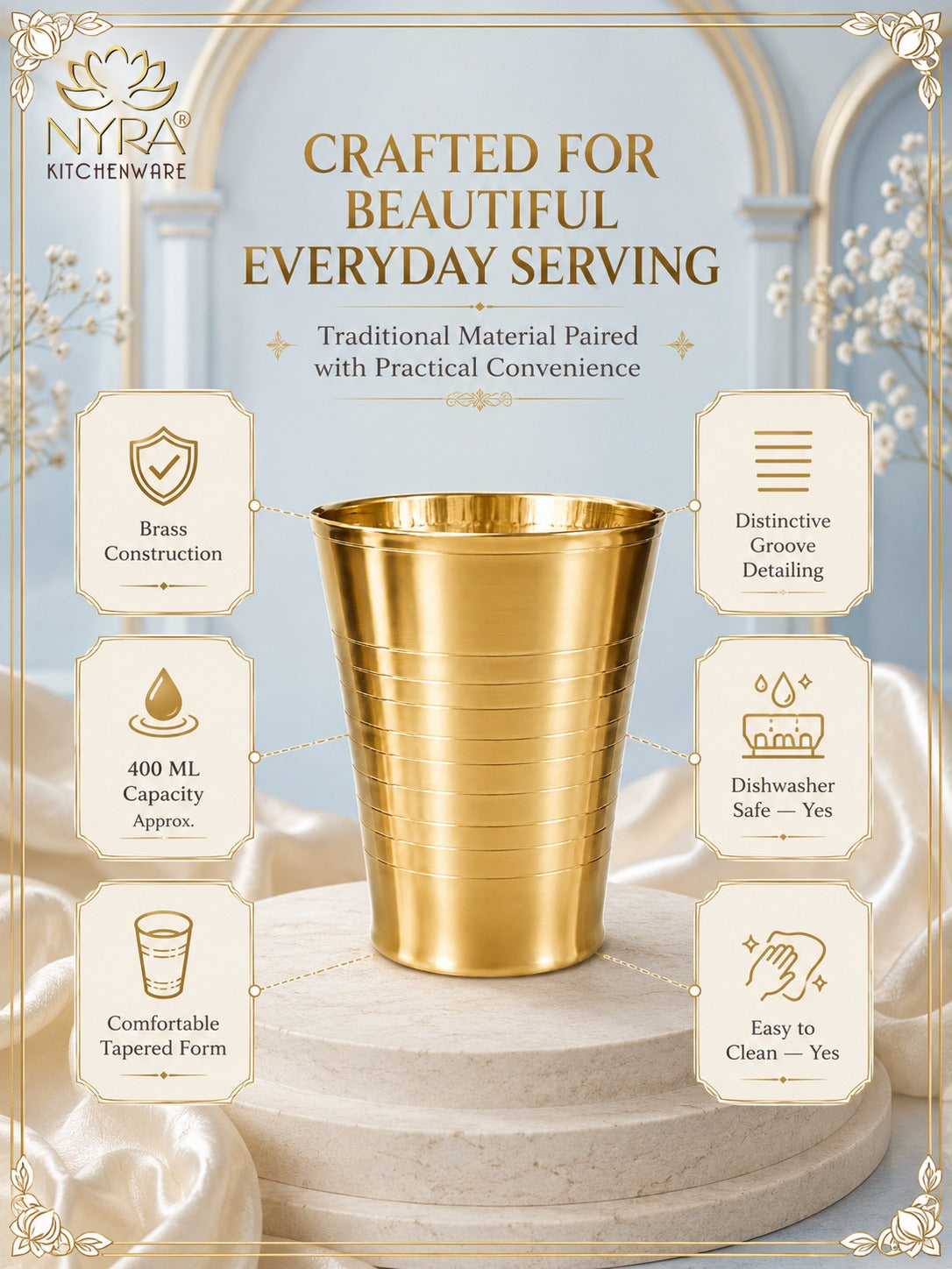 Brass Water Glass (Pital Tumbler) | Handcrafted for Ayurvedic Benefits