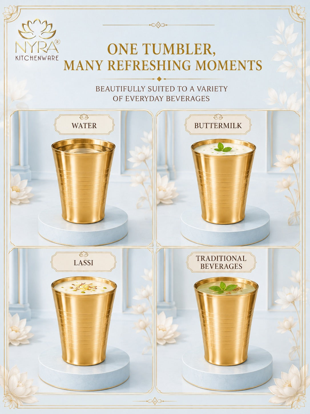 Brass Water Glass (Pital Tumbler) | Handcrafted for Ayurvedic Benefits