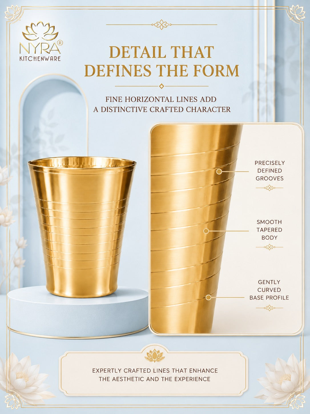 Brass Water Glass (Pital Tumbler) | Handcrafted for Ayurvedic Benefits
