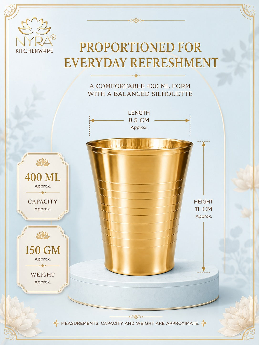 Brass Water Glass (Pital Tumbler) | Handcrafted for Ayurvedic Benefits