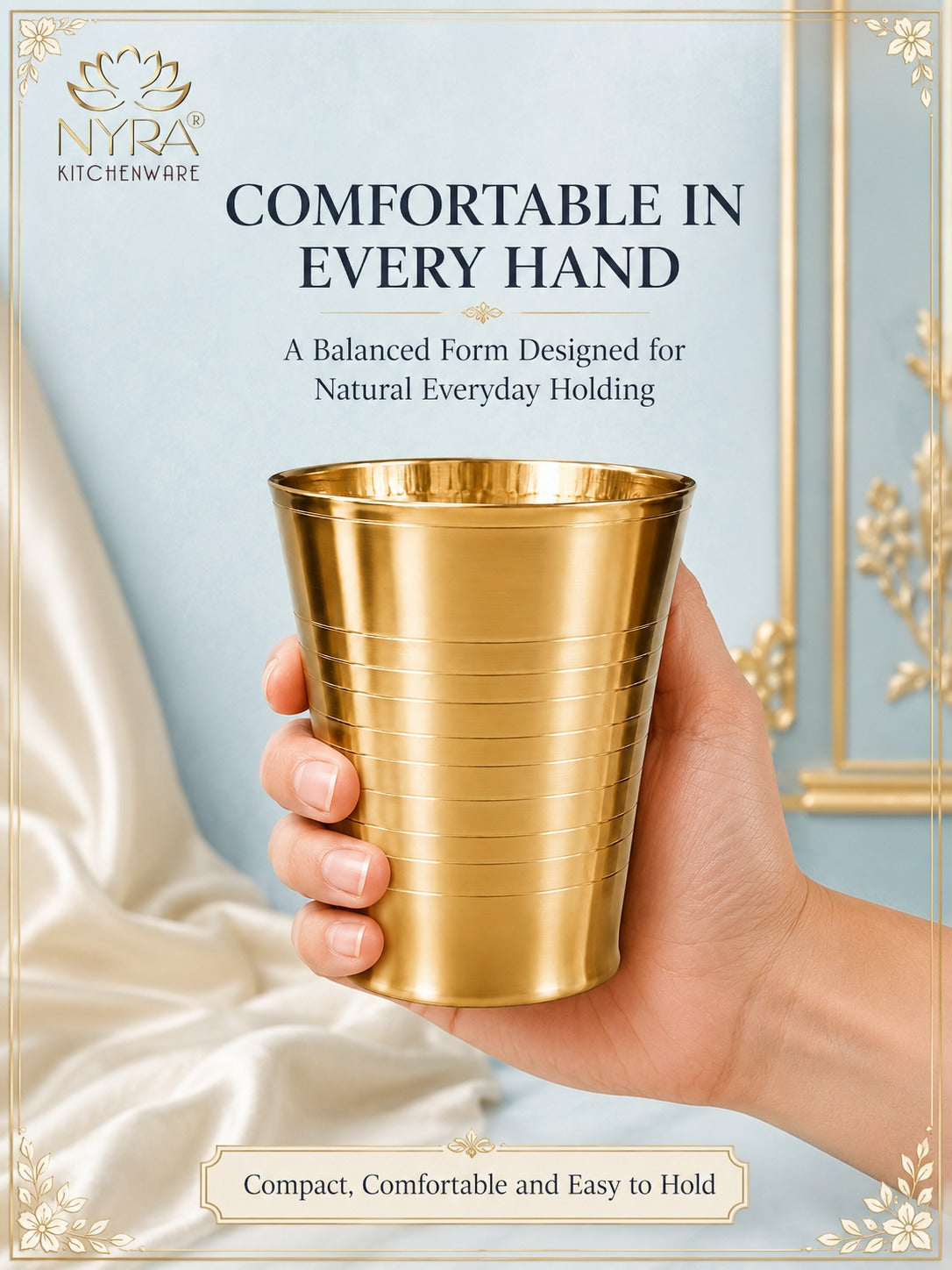 Brass Water Glass (Pital Tumbler) | Handcrafted for Ayurvedic Benefits