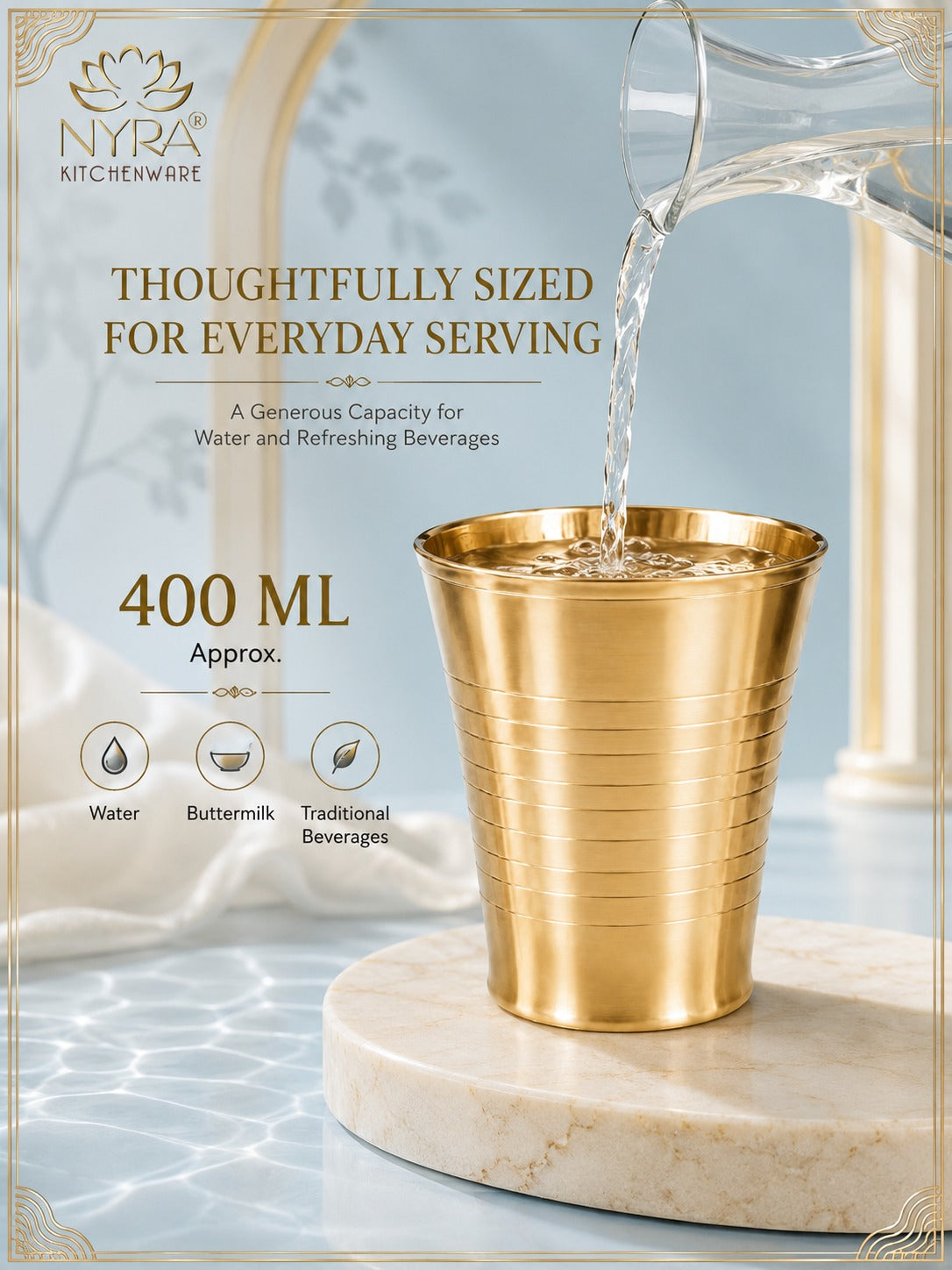 Brass Water Glass (Pital Tumbler) | Handcrafted for Ayurvedic Benefits