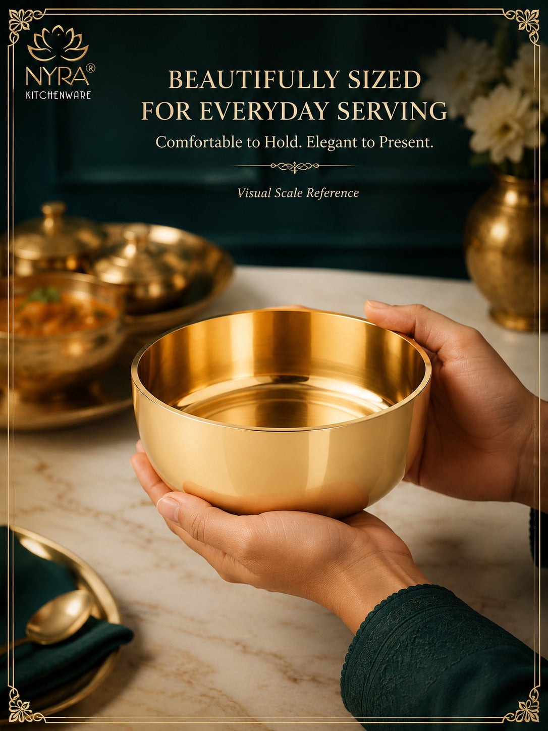 Pure Bronze Kansa Bowls | Handcrafted Serving Set in 5 Sizes
