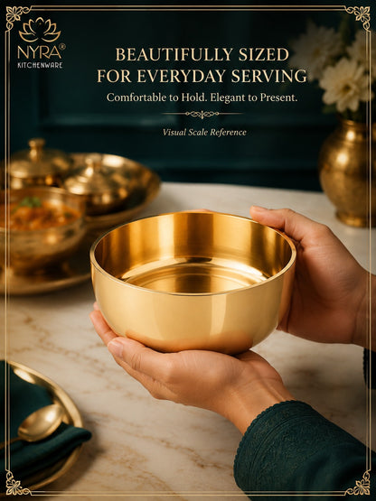 Pure Bronze Kansa Bowls | Handcrafted Serving Set in 5 Sizes