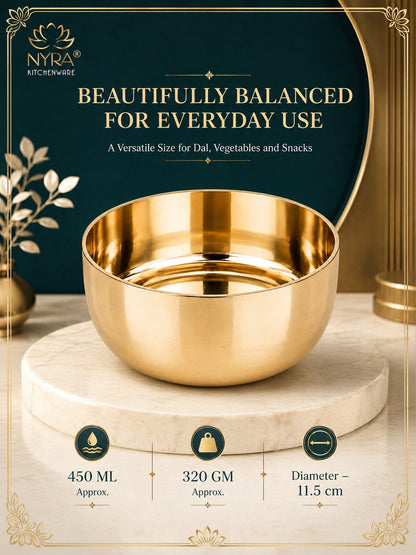 Pure Bronze Kansa Bowls | Handcrafted Serving Set in 5 Sizes