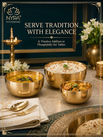 Pure Bronze Kansa Bowls | Handcrafted Serving Set in 5 Sizes