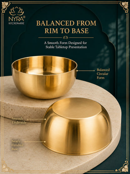 Pure Bronze Kansa Bowls | Handcrafted Serving Set in 5 Sizes