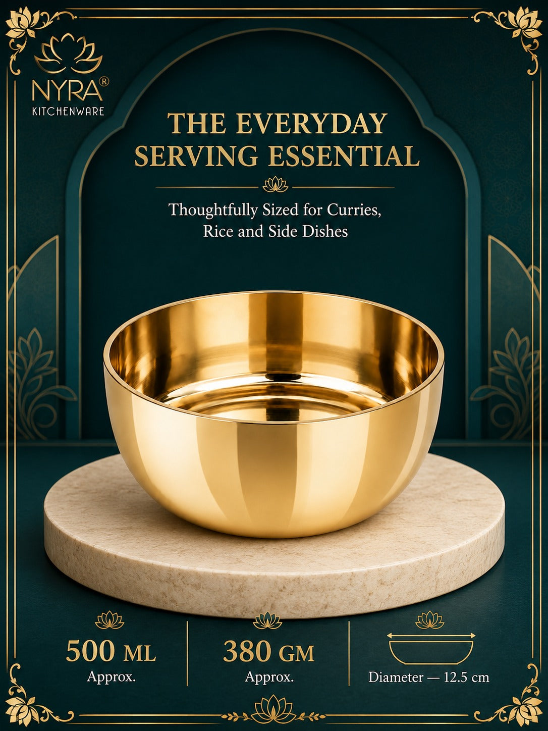 Pure Bronze Kansa Bowls | Handcrafted Serving Set in 5 Sizes