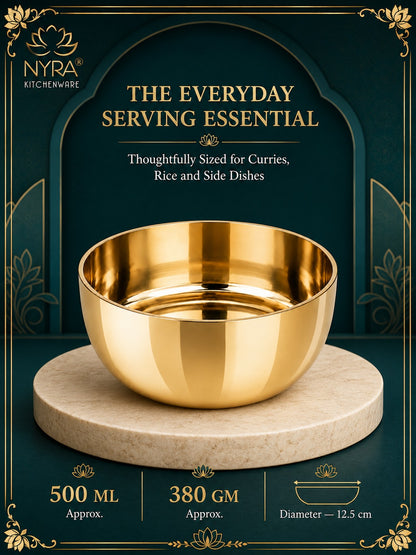 Pure Bronze Kansa Bowls | Handcrafted Serving Set in 5 Sizes