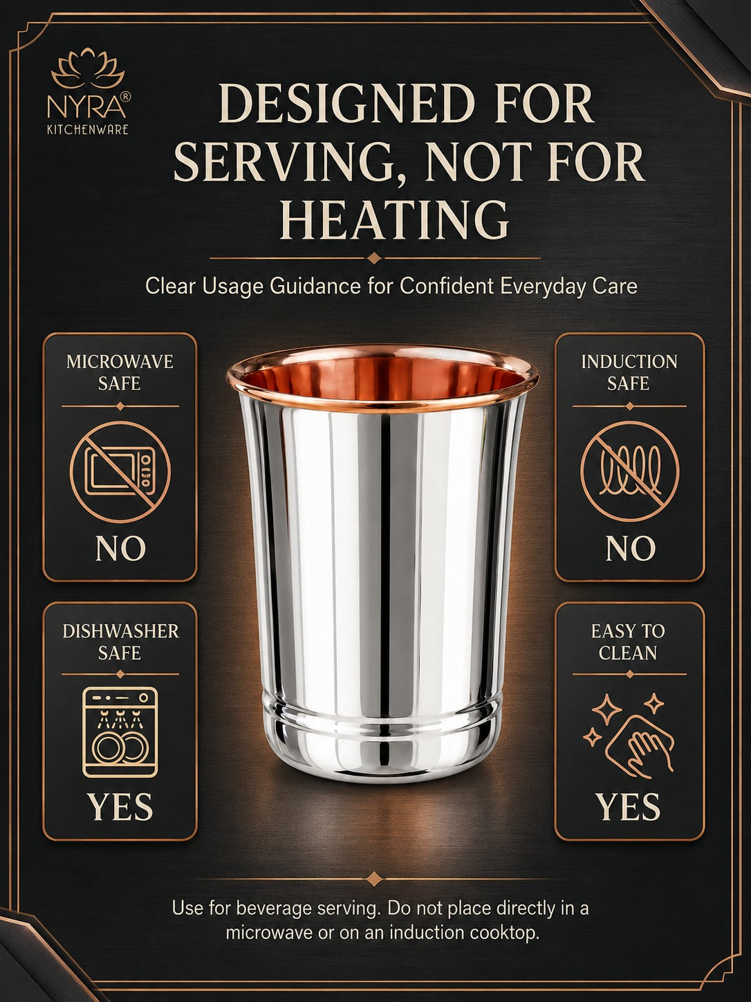Premium Stainless Steel Tumbler - Inner Copper Coating | Laser Designed Exterior | BPA Free