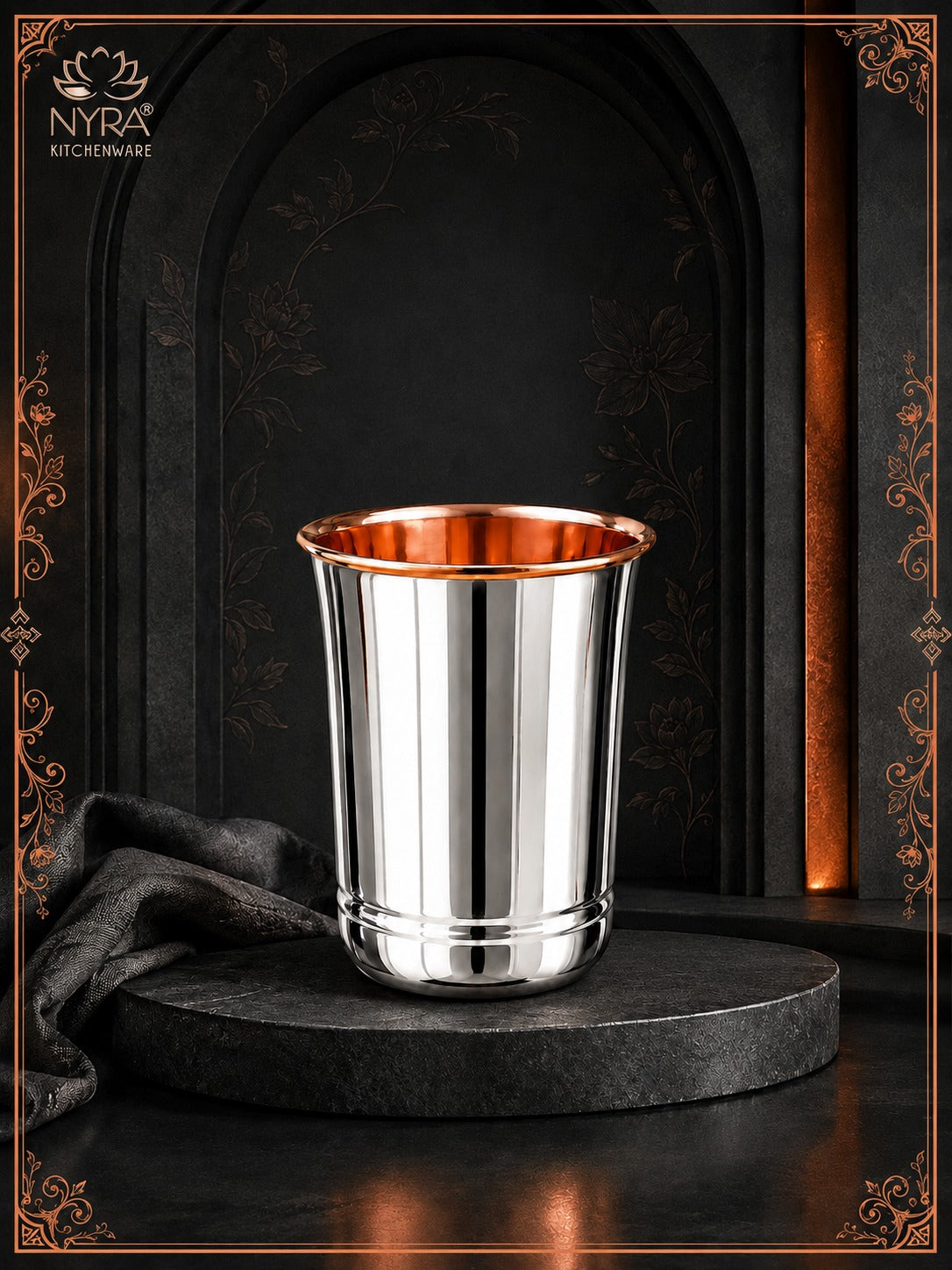 Premium Stainless Steel Tumbler - Inner Copper Coating | Laser Designed Exterior | BPA Free