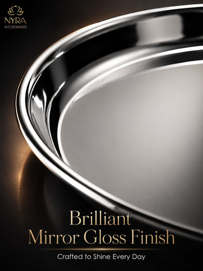 Stainless Steel Plates with Glossy Outer Finish – Set for Lunch/Dinner
