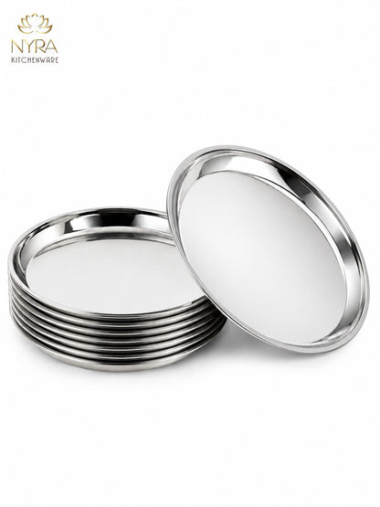 Stainless Steel Plates with Glossy Outer Finish – Set for Lunch/Dinner