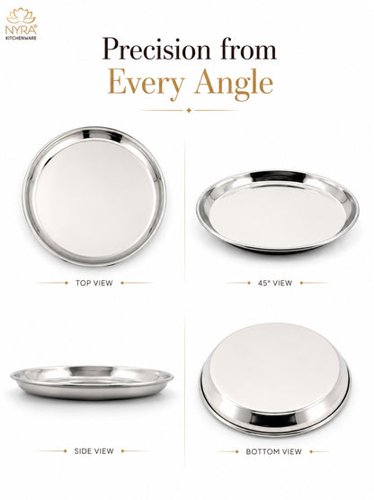Stainless Steel Plates with Glossy Outer Finish – Set for Lunch/Dinner