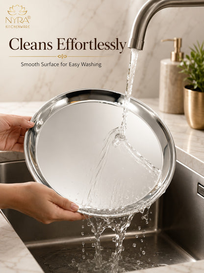 Stainless Steel Plates with Glossy Outer Finish – Set for Lunch/Dinner