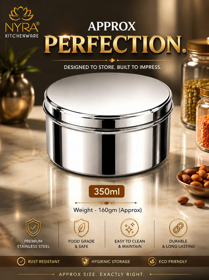 Stainless-Steel Box Round Storage Container (Gol Dibbi/Dabba)- Set of 3