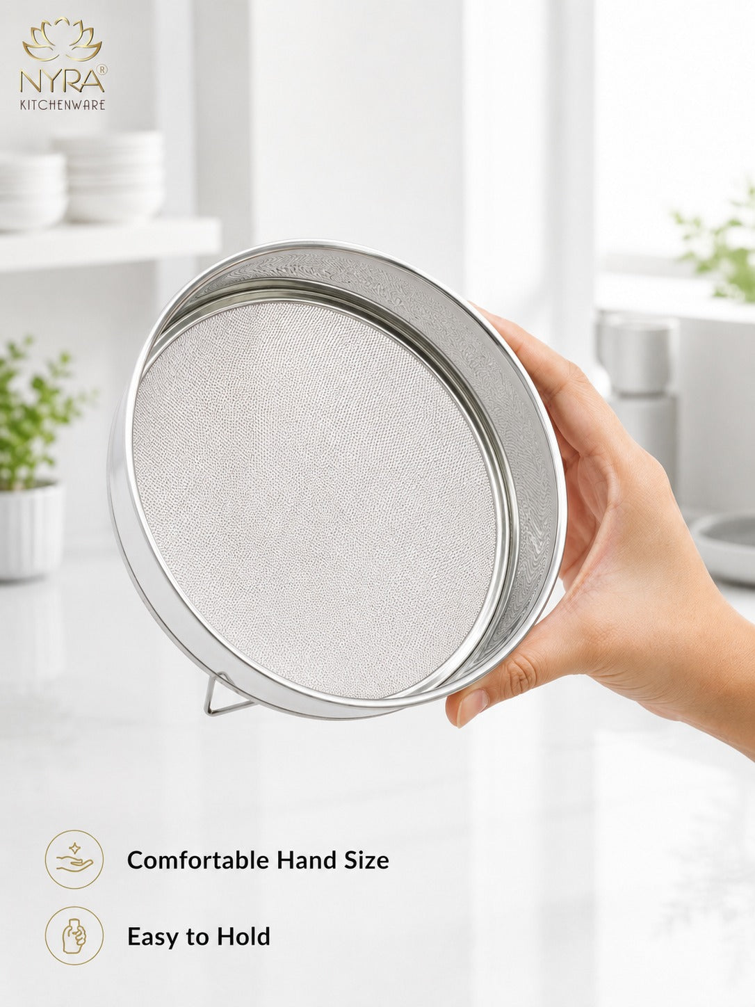 Stainless Steel Fine Mesh Seive | Aata Chalni – Ideal for Kitchen Sifting | Set of 3