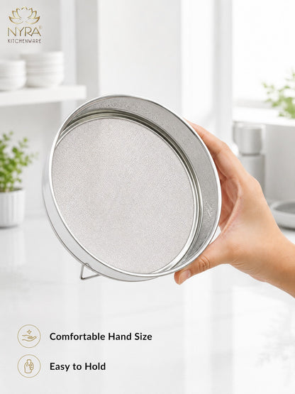Stainless Steel Fine Mesh Seive | Aata Chalni – Ideal for Kitchen Sifting | Set of 3