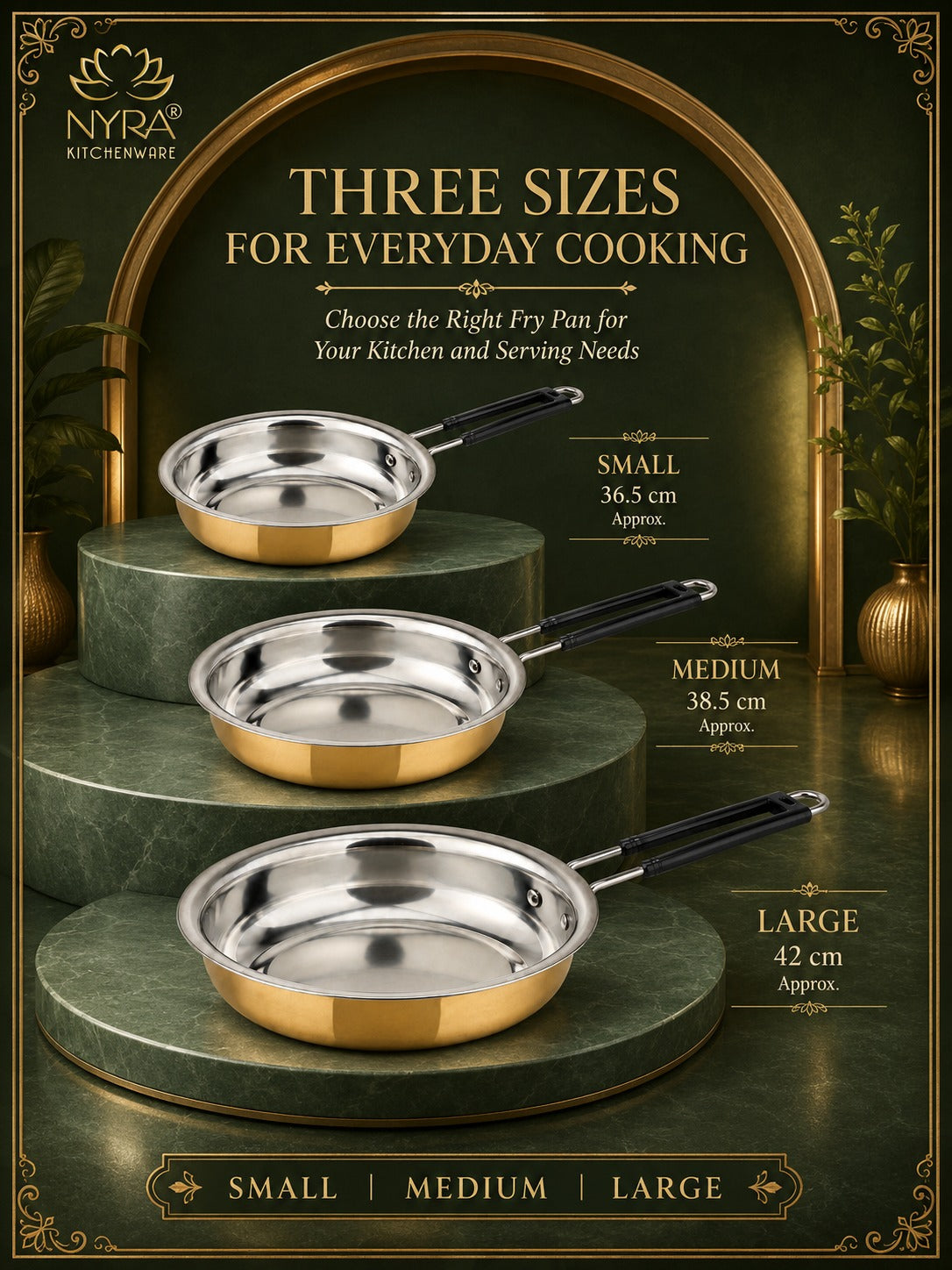Heavy-Duty Brass Fry Pan (Kalai Coated) | Traditional Peetal Cookware with Dual Handles