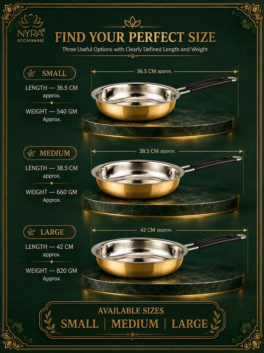 Heavy-Duty Brass Fry Pan (Kalai Coated) | Traditional Peetal Cookware with Dual Handles