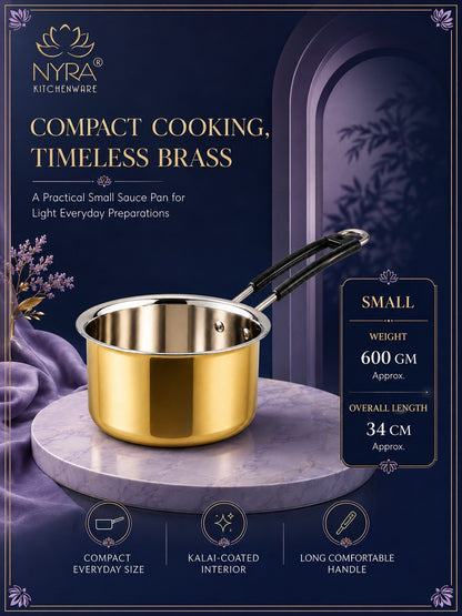 Premium Brass Sauce Pan with Kalai Coating | Traditional Pital Cookware