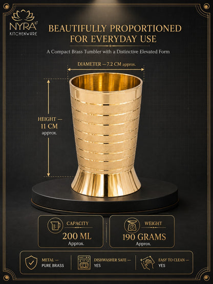 Pure Brass Peetal Designer Glass – Textured Ring Tumbler | Ayurvedic Pital Jal Drinkware