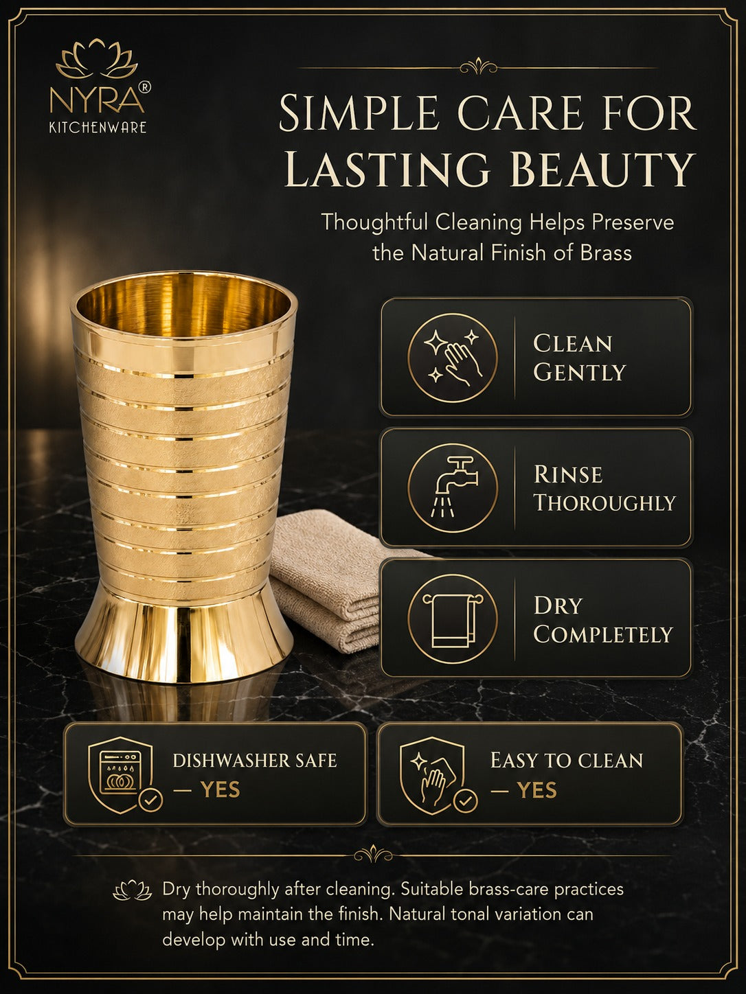Pure Brass Peetal Designer Glass – Textured Ring Tumbler | Ayurvedic Pital Jal Drinkware