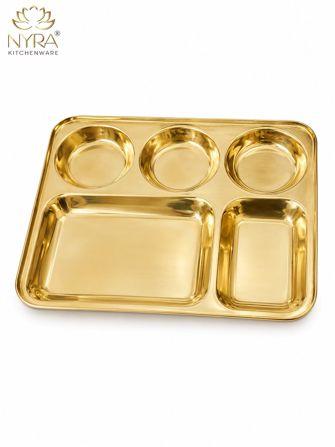 Traditional Brass Bhojan Thali | 5-Compartment Divided Pital Meal Plate
