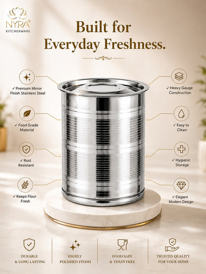 Stainless Steel Atta Storage Container/Box/Drum/Pawali