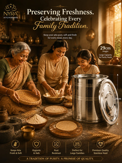 Stainless Steel Atta Storage Container/Box/Drum/Pawali