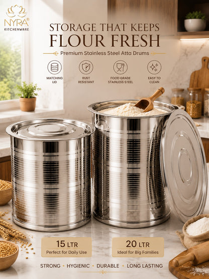 Stainless Steel Atta Storage Container/Box/Drum/Pawali