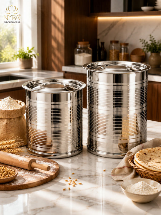 Stainless Steel Atta Storage Container/Box/Drum/Pawali