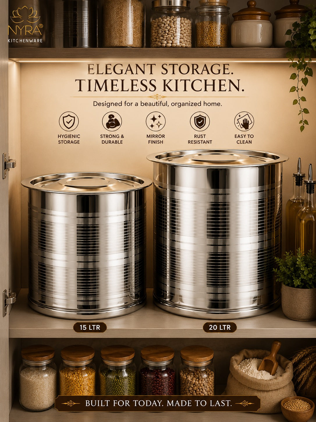 Stainless Steel Atta Storage Container/Box/Drum/Pawali