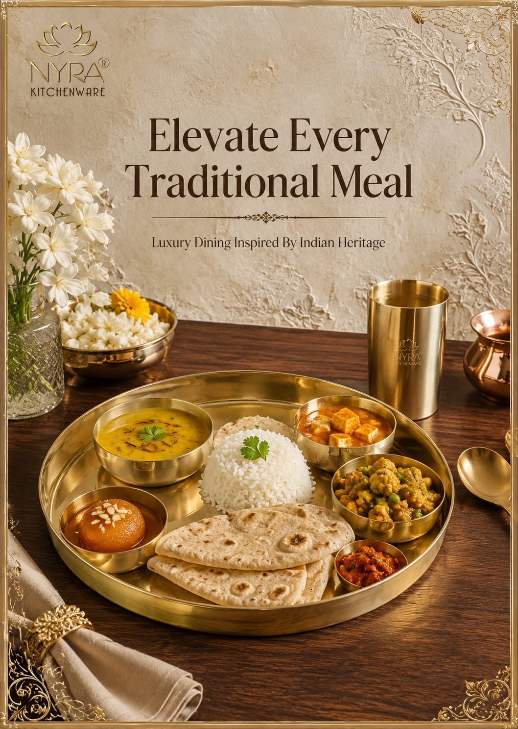 Bronze Handmade Phool Thali | Kansa Handcrafted Traditional Thali – Health-Boosting, Durable, and Elegant Dining Essential |