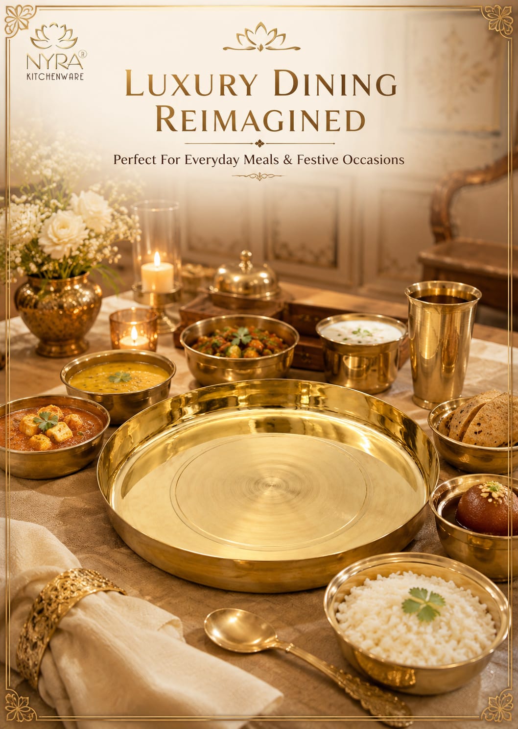Bronze Handmade Phool Thali | Kansa Handcrafted Traditional Thali – Health-Boosting, Durable, and Elegant Dining Essential |