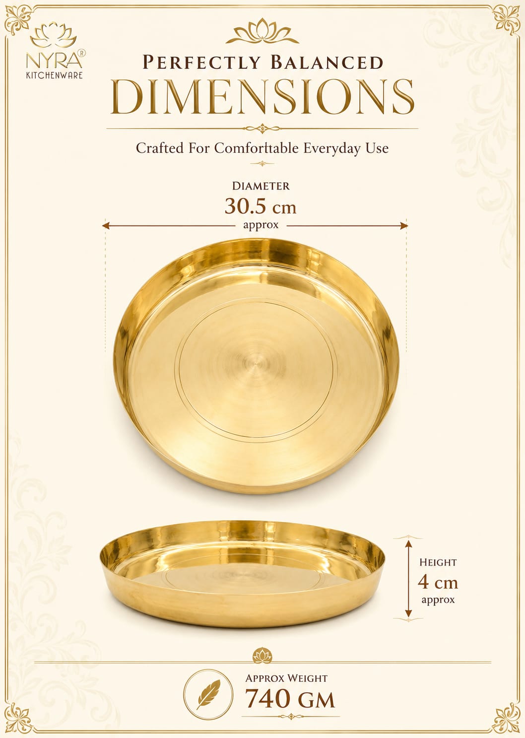 Bronze Handmade Phool Thali | Kansa Handcrafted Traditional Thali – Health-Boosting, Durable, and Elegant Dining Essential |