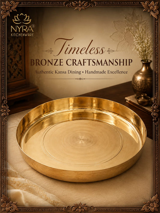 Bronze Handmade Phool Thali | Kansa Handcrafted Traditional Thali – Health-Boosting, Durable, and Elegant Dining Essential |