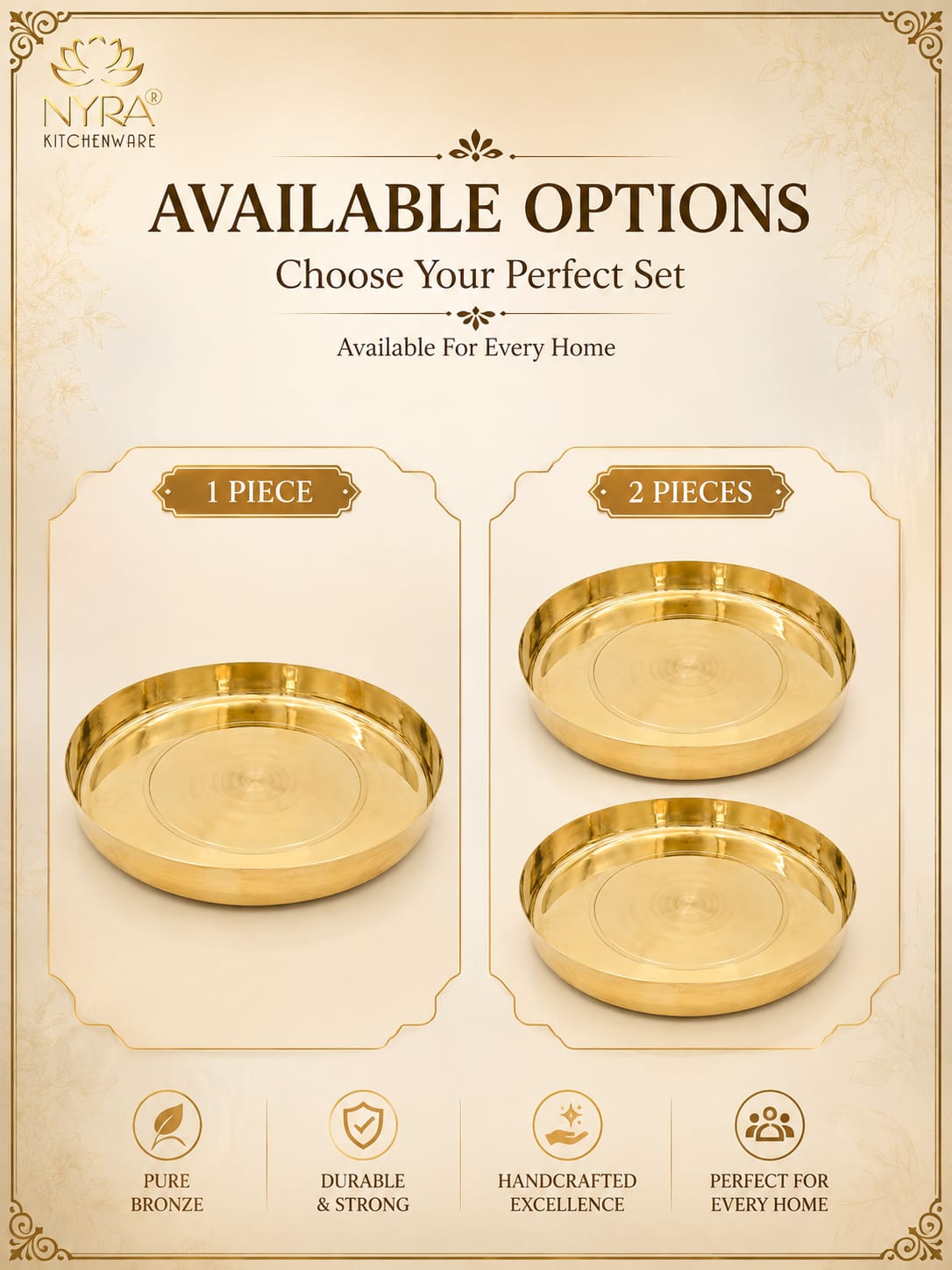 Bronze Handmade Phool Thali | Kansa Handcrafted Traditional Thali – Health-Boosting, Durable, and Elegant Dining Essential |