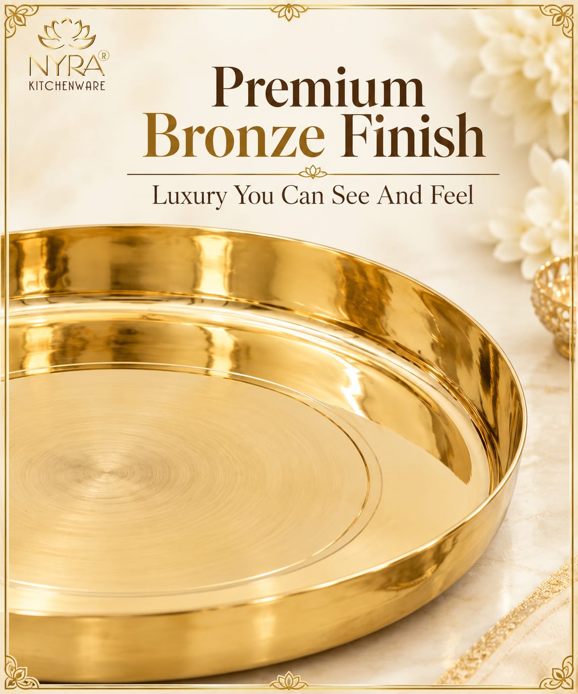 Bronze Handmade Phool Thali | Kansa Handcrafted Traditional Thali – Health-Boosting, Durable, and Elegant Dining Essential |